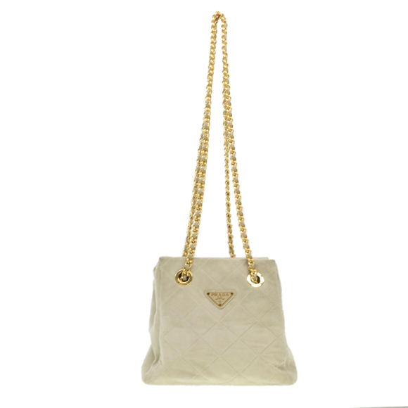 PRADA Handbags - PRADA Quilted Chain Shoulder Bag Suede Gray Auth yk6604